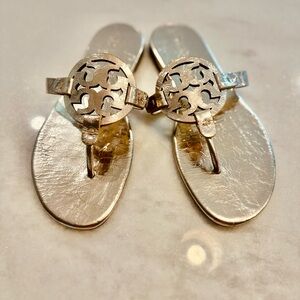 🏖️ Tory Burch Miller Metallic Gold Soft Sandals